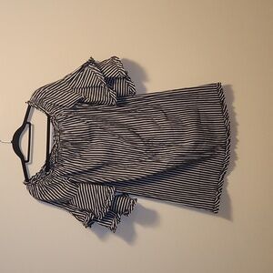 Grayish-Black and white striped dress